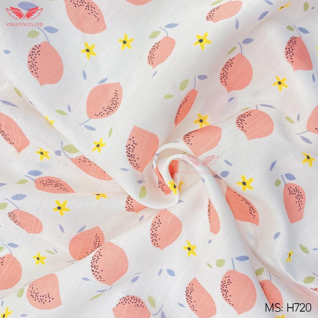 Bộ pijama mặc nhà nữ VINGO tay cộc quần cộc vải tơ đũi mềm mát mùa Hè họa tiết quả chanh hồng dễ thương H720 VNGO