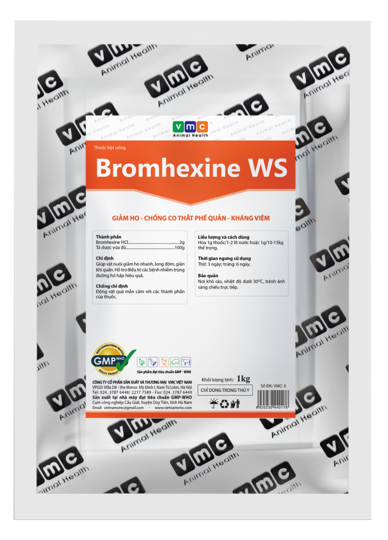 Brom, Bromhexine giảm ho dùng cho chó, mèo, gia súc, gia cầm