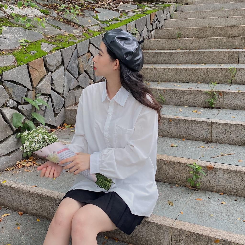 Áo sơ mi nữ form rộng, áo sơ mi nữ, áo sơ mi tay phồng