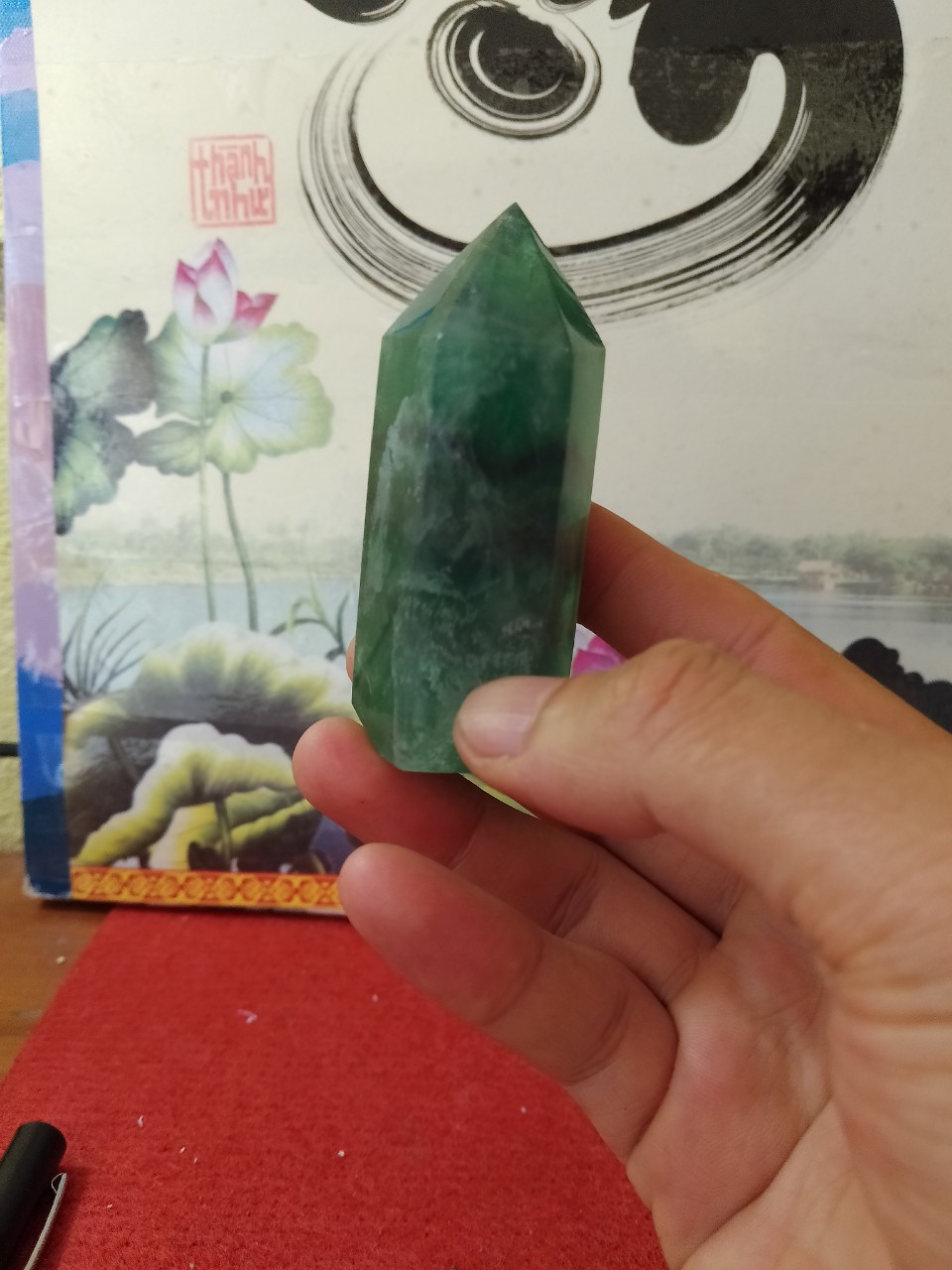 Trụ Đá Flourite Tự Nhiên Màu Xanh, Đá Thanh Tẩy Giúp Hỗ Trợ Reiki, Thiền Định, Sưu Tầm, Chặn Giấy (120 gr)