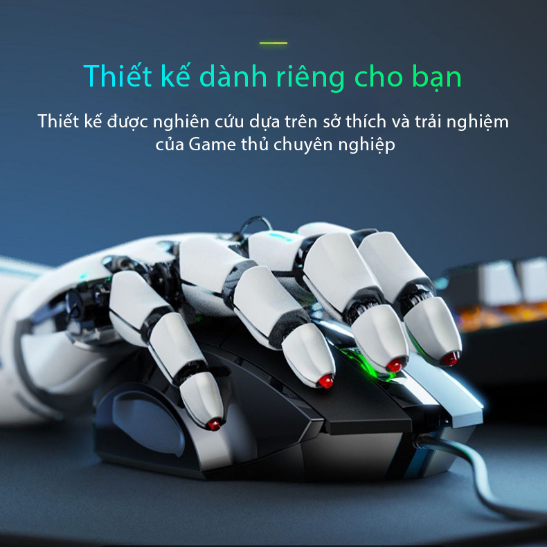 Chuột Gaming Máy Tính SIDOTECH P1W Esport Có Dây Silent / 40 Triệu Click / 7200 DPI / LED RGB Chống Ồn Logo Phát Sáng Kèm 2 Nút Phụ Trợ Cho Game FF PUBG - Hàng Chính Hãng