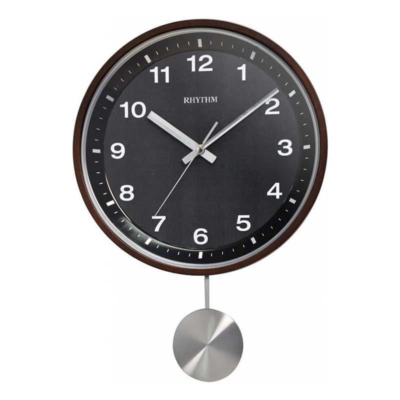 Đồng hồ treo tường RHYTHM WOODEN WALL CLOCKS CMP550NR06 ( Kích thước 31.5 x 44.8 x 7.0cm), Vỏ màu nâu