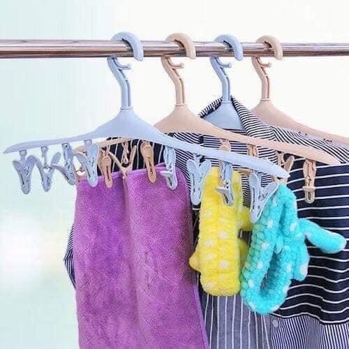 BỘ 2 MÓC PHƠI ĐỒ 8 KẸP CHỐNG GIÓ BAY - MÓC TREO QUẦN ÁO, TẤT VỚ, ĐỒ LÓT ĐA NĂNG