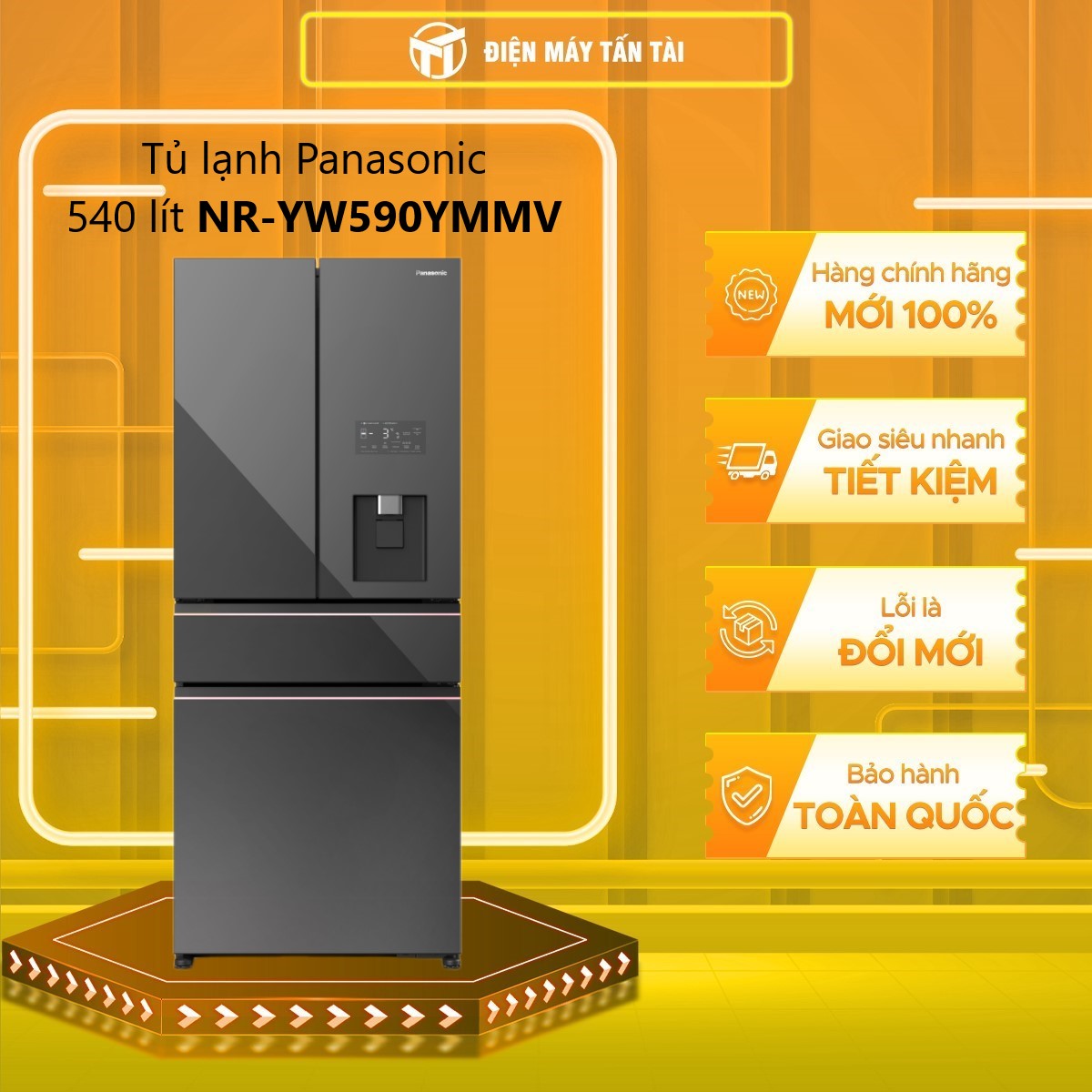 Tủ lạnh Panasonic 4 cánh ngăn đá dưới 540L NR-YW590YMMV - Hàng Chính Hãng