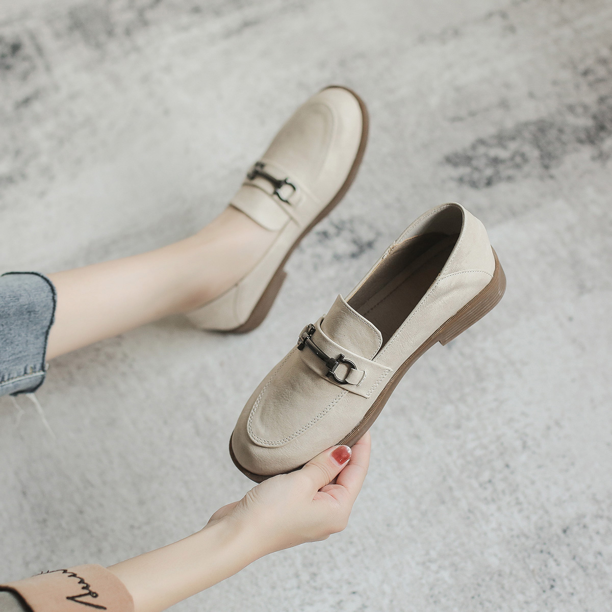 Giày Loafer Moca Nữ Da Mềm Màu Đen Nude Sáng Dáng Bệt Thấp Mềm Mại - Phong Cách Hàn Quốc Cao Cấp Có Sẵn Freeship