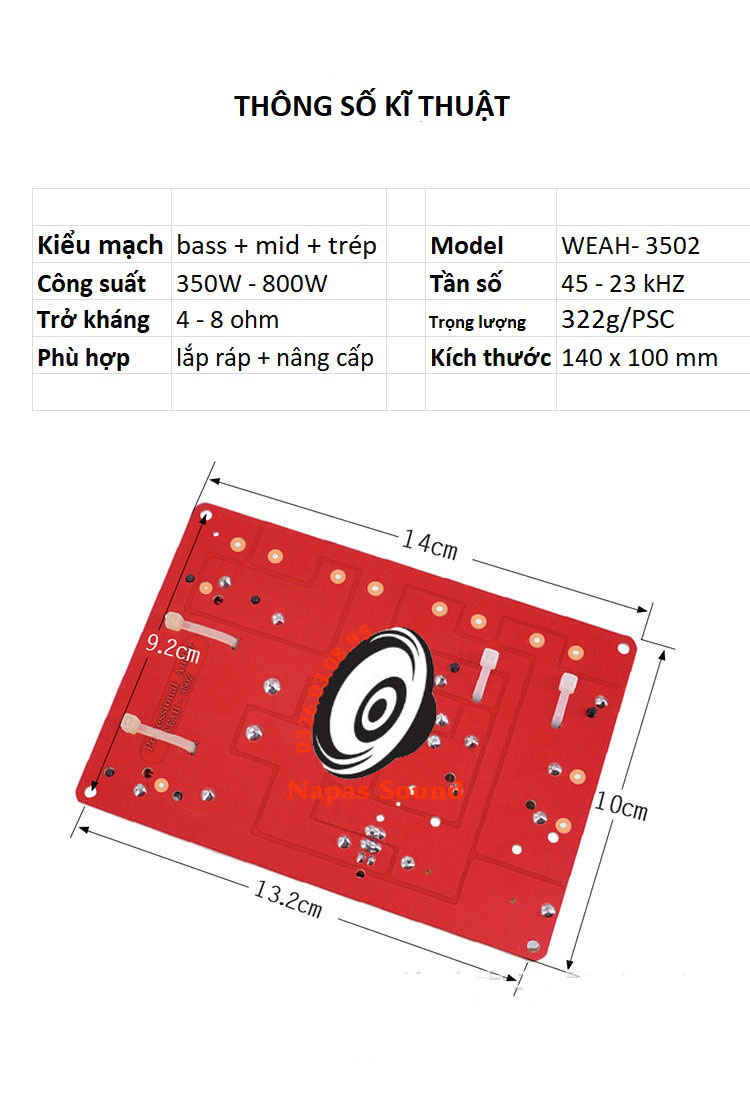 BỘ 2 CÁI MẠCH PHÂN TẦN 3 LOA BASS MID TRÉP WEAH3502 CÓ CHỈNH ÂM - PHÂN TẦN LOA 3 ĐƯỜNG TIẾNG