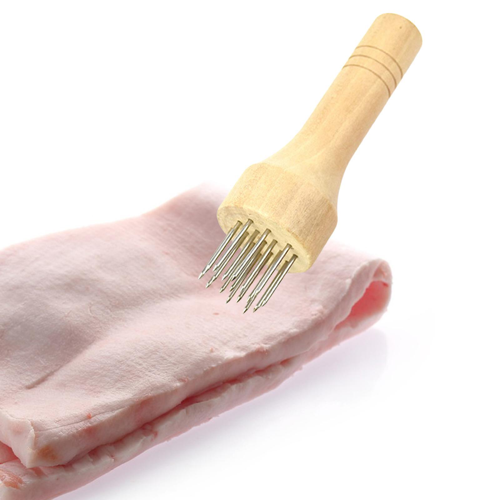 Professional Meat Tenderizer with Wooden Handle for Marinade Turkey Beef