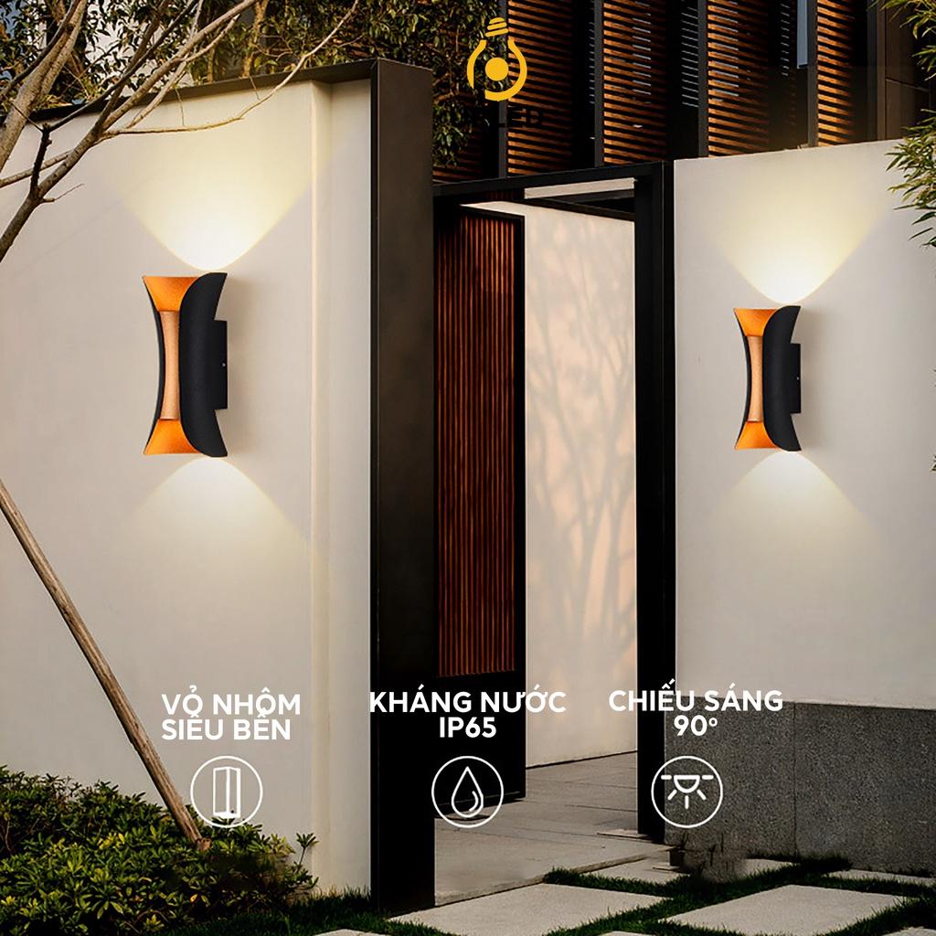 Đèn tường hắt sáng 2 đầu ngoài trời UPLED chóa vàng hợp kim nhôm sơn tĩnh điện chống nước