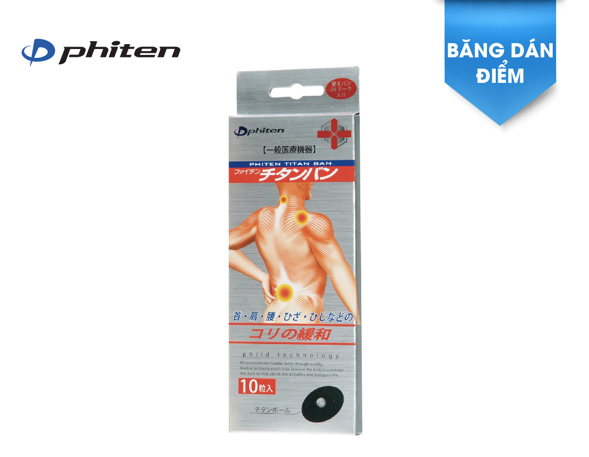 Miếng dán giảm đau Phiten titanium ban 30 miếng + 10 viên bi titan PT51