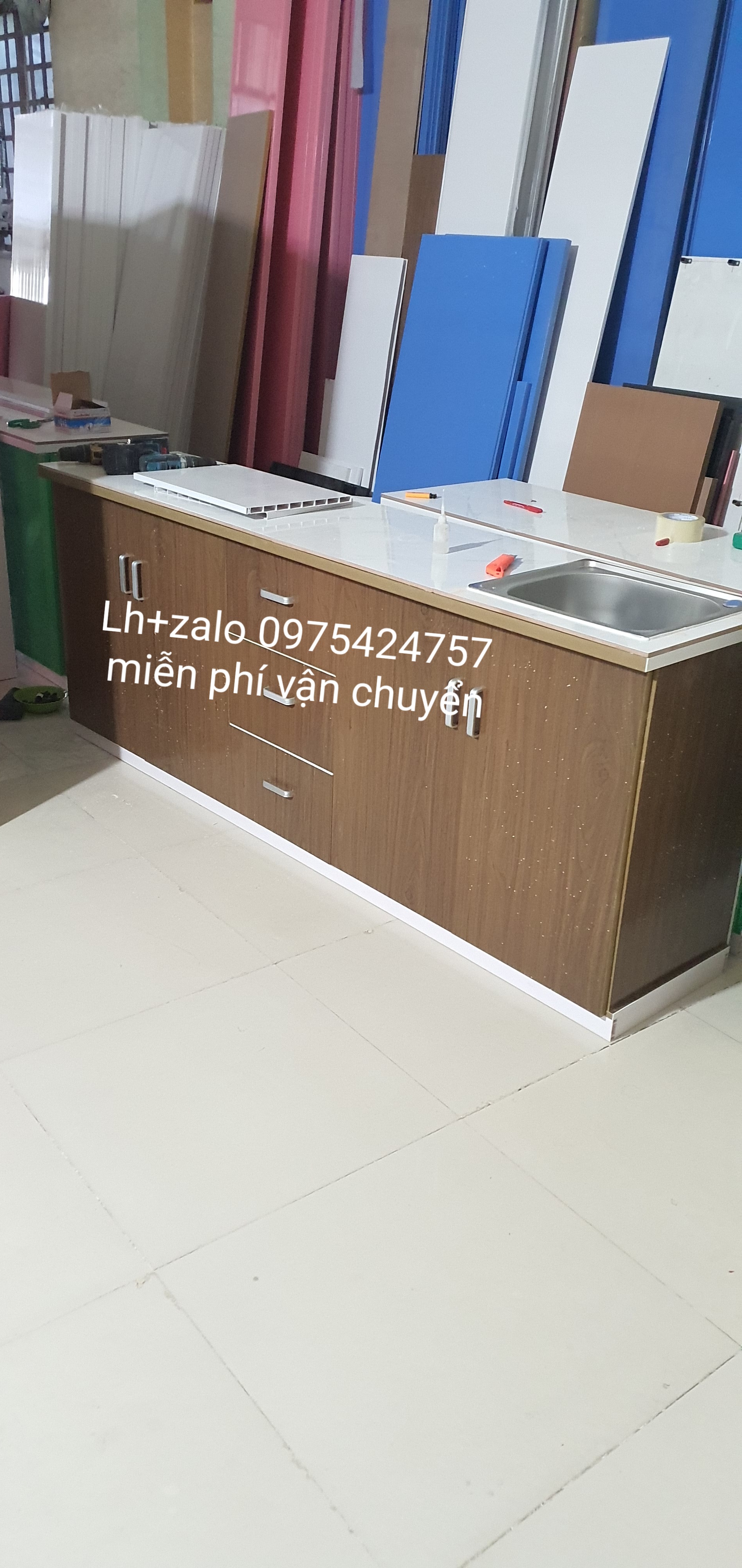 Tủ bếp sẵn bồn rửa nhựa đài loan