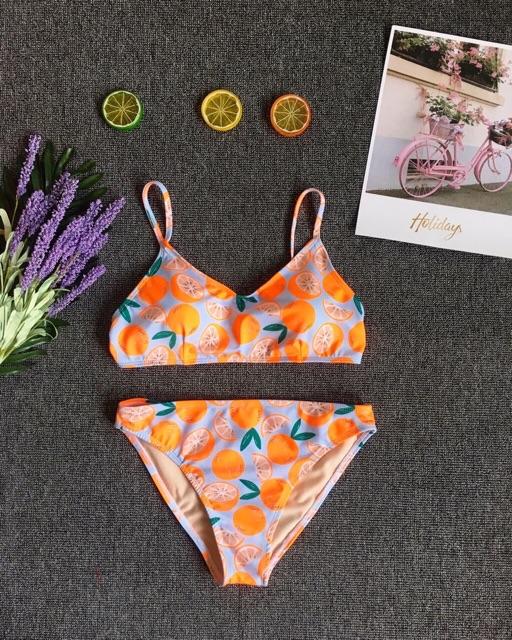 Đồ bơi bikini thun lạnh hình trái cam siêu đẹp