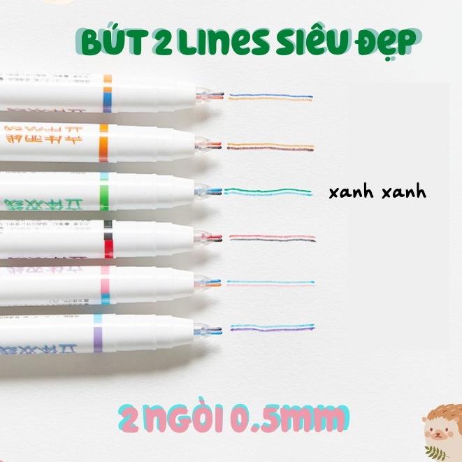 Bút mực hai ngòi 0.5mm bút mực 2 Lines Pen nhiều màu dễ thương ST407