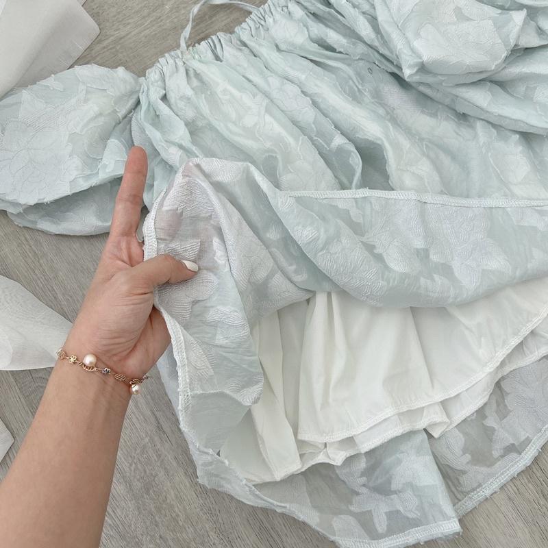 SET ÁO HOA NỔI RỚT VAI PHỒNG DÂY YẾM + SHORT