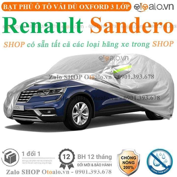 Bạt phủ xe ô tô Renault Sandero 3 lớp cao cấp chống nắng nóng nước mưa bụi bẩn