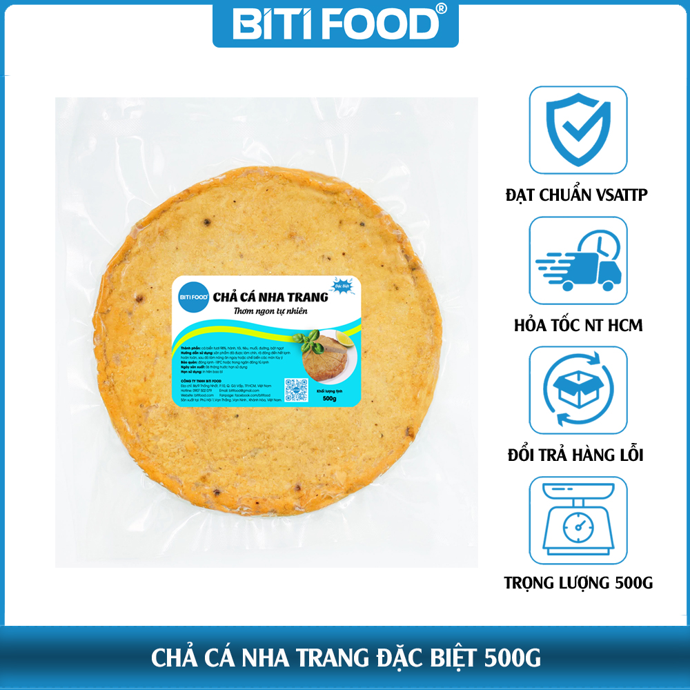 Chả cá Nha Trang Đặc Biệt 500g/ túi kiểm định ATVSTP, Chả Cá Chiên BiTi FOOD, Giao nhanh HCM