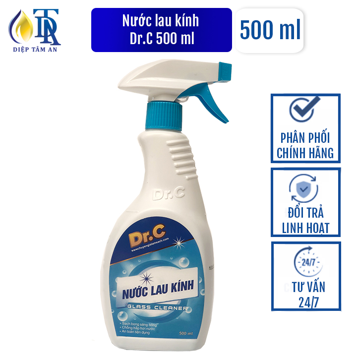 Nước Lau Kính Dr.C 500ml Siêu Nhanh,Sạch Trong Suốt,Không Tỳ Vết An Toàn Cho Người Sử Dụng