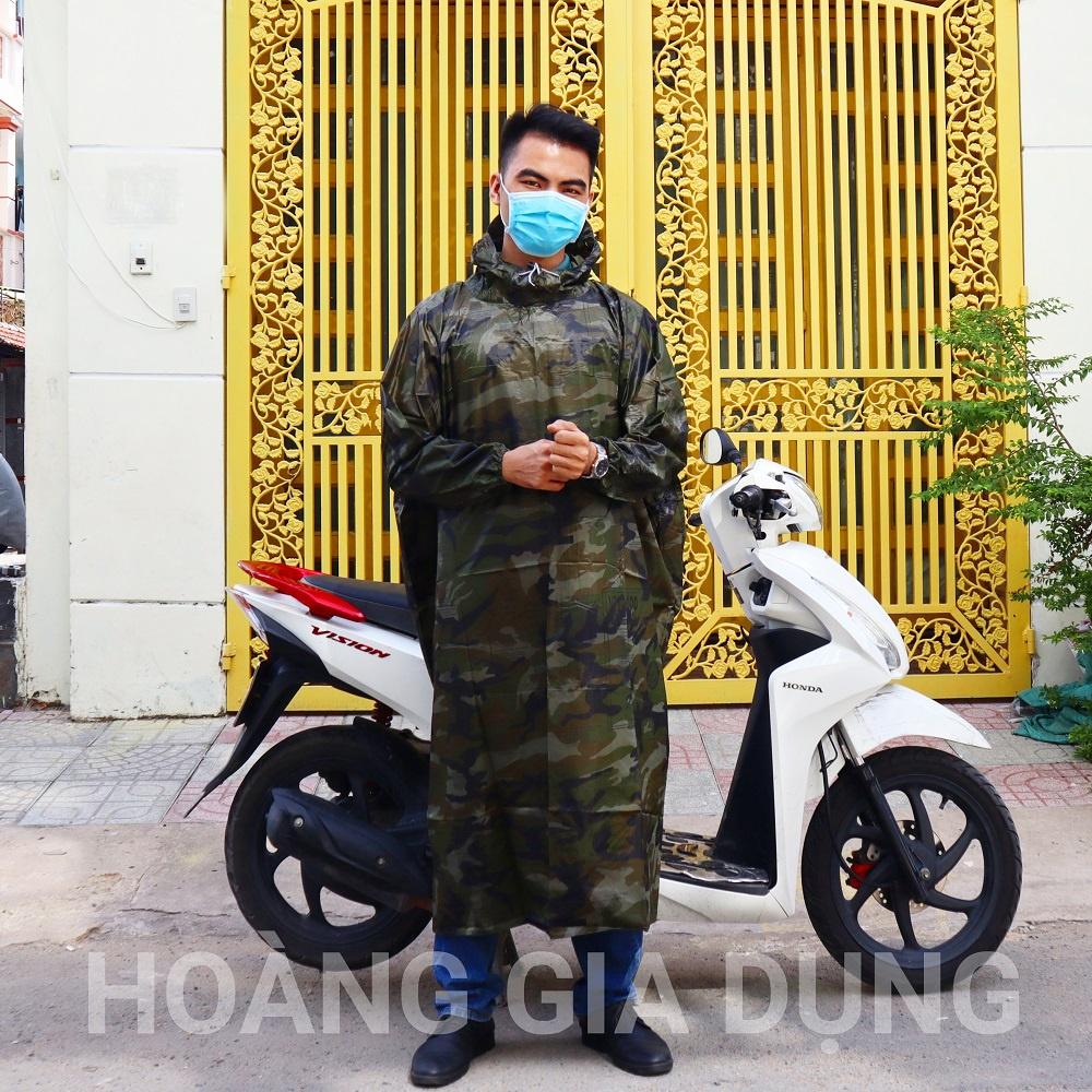 Áo Mưa BÍT LÍNH Vải Dù Không Xẻ Tà Cao Cấp Dành Cho Người Cao 1M5 Đến 1M95 AM09