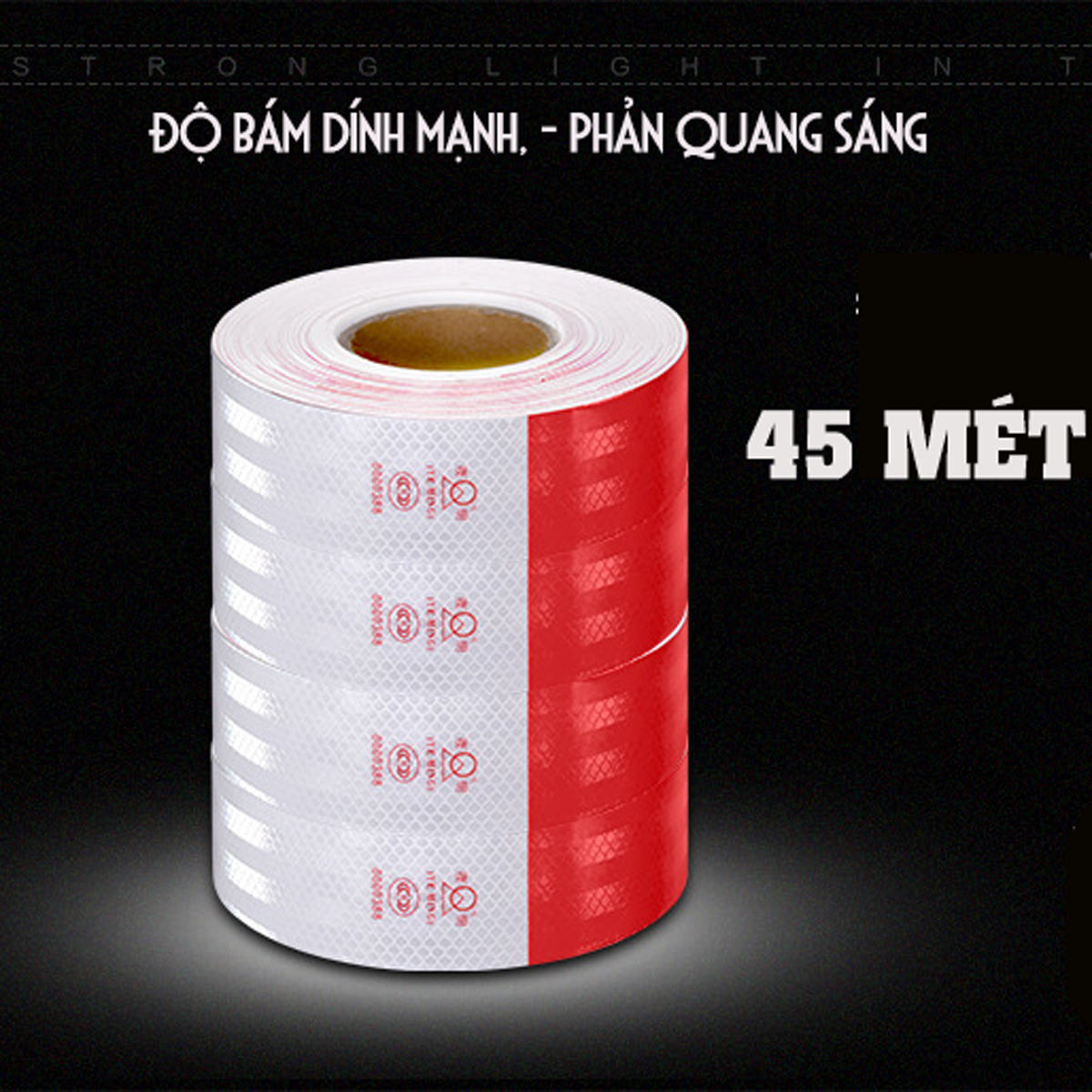 Cuộn Phản Quang 2 Màu Đỏ Trắng Bóc Dán Cho Xe Tải, Xe Container, Xe Hơi, Xe Ô tô Dài 45 Mét/ Cuộn Giúp An Toàn Ban Đêm Mai Lee