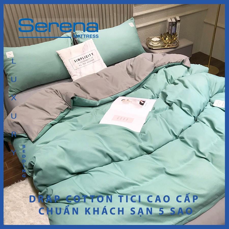 Bộ Ga giường Cotton Tici 5 Món Cao Cấp SERENA Drap Chăn Ga Gối chần Bông Đẹp - Hệ Thống Nệm