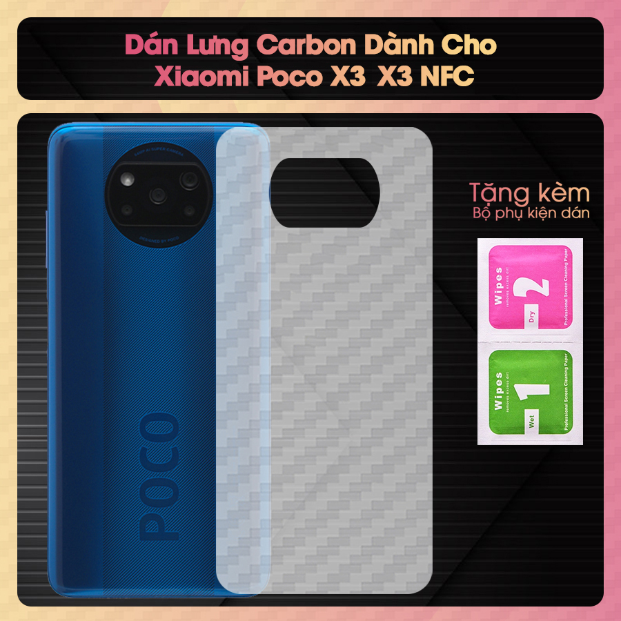 Miếng Dán Dẻo Mặt Lưng Vân Cacbon Dành Cho Xiaomi Poco X3- X3 NFC- Hàng Chính Hãng