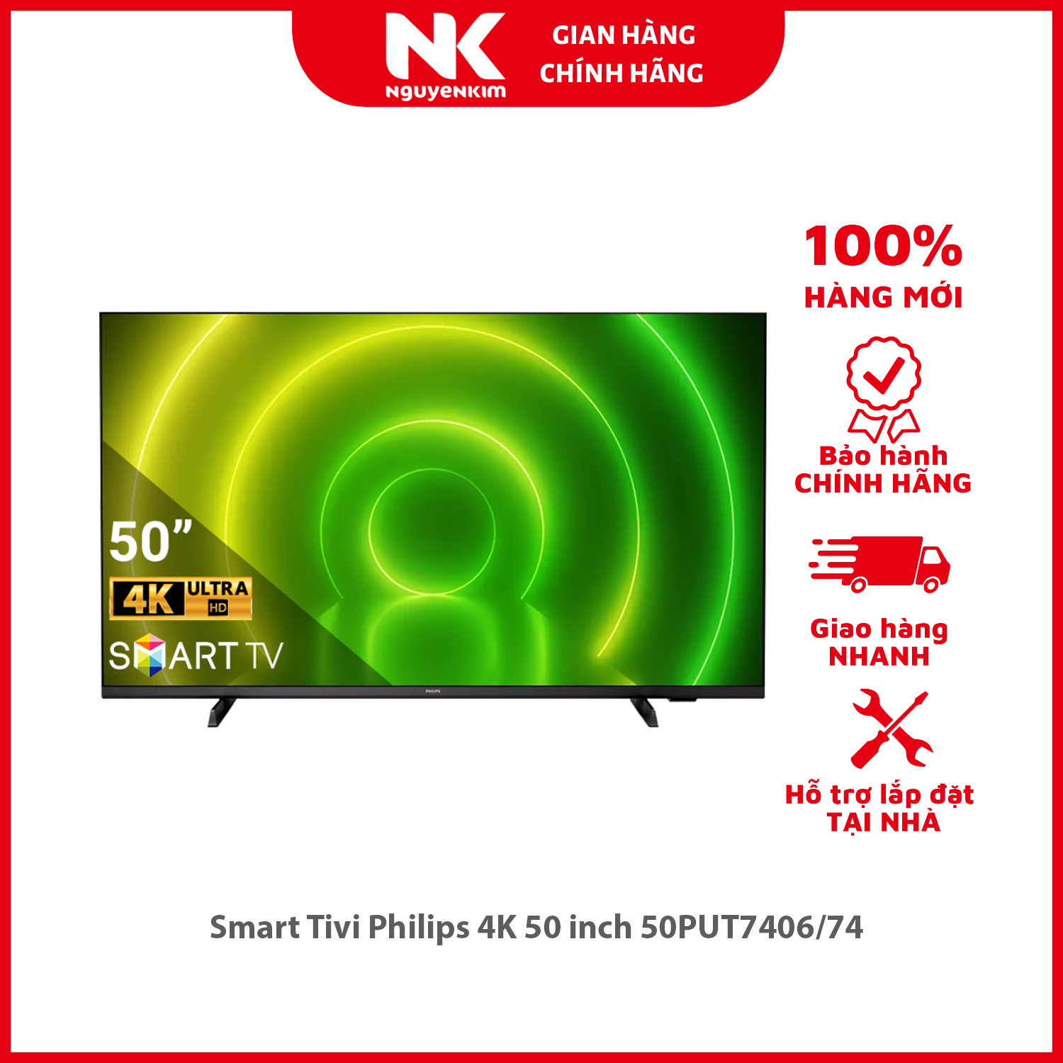 Smart Tivi Philips 4K 50 inch 50PUT7406/74 - Hàng chính hãng