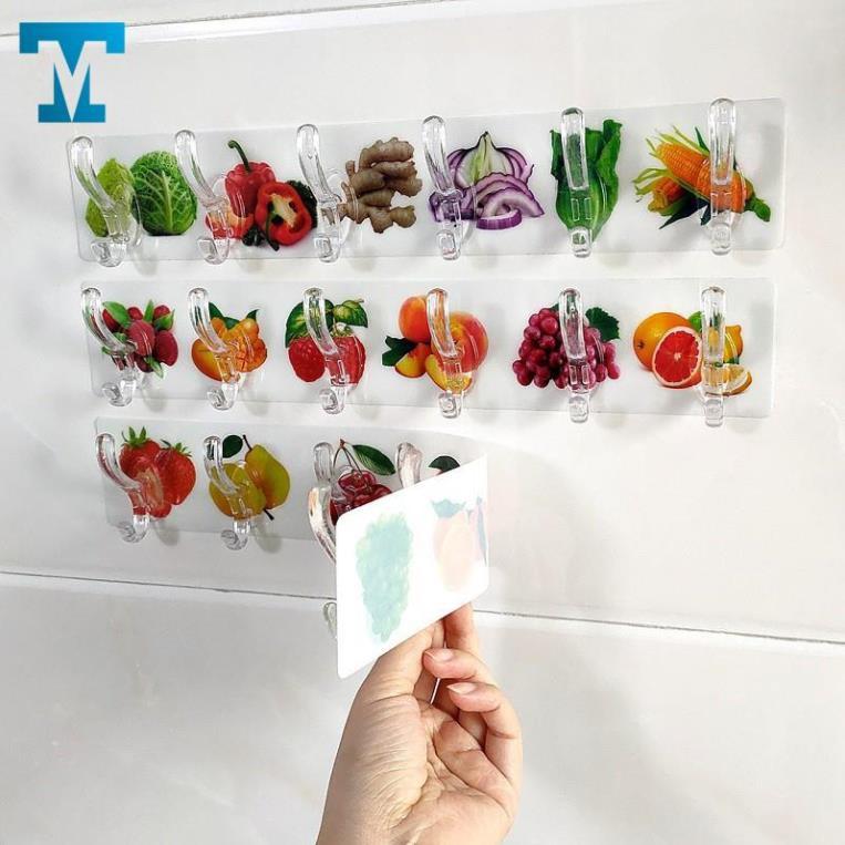 Thanh Treo Đồ Dán Tường 6 Móc Liền Mạch 3D-Trong Suốt Siêu Dính -Siêu Chịu Lực-Rất Tiện Ích- Phù Hợp Mọi Không Gian