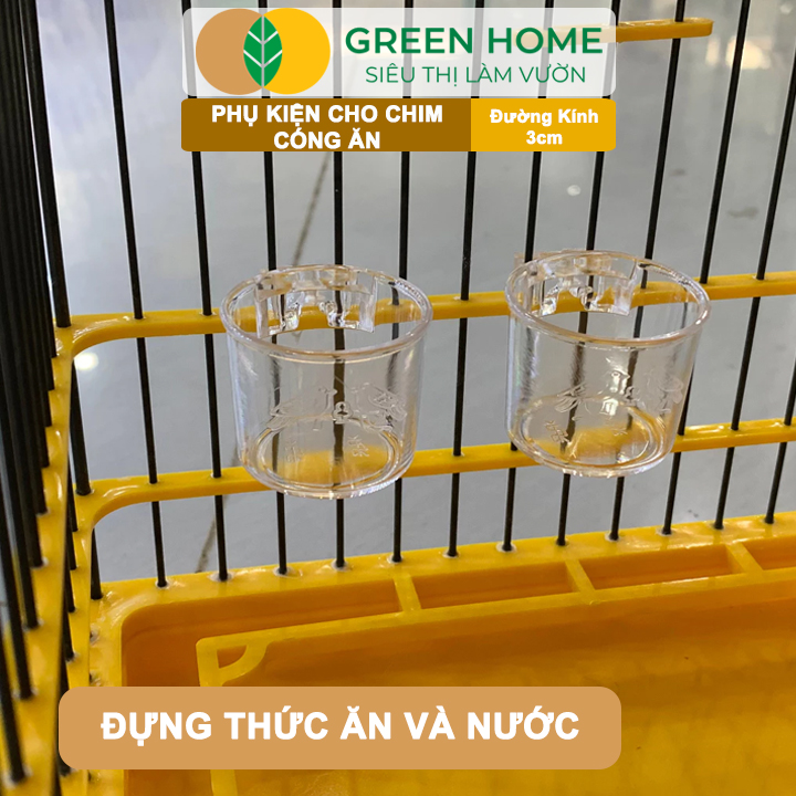 Cóng Ăn Cho Chim GreenHome, Nhựa Mica, Cho Chim Hút Mật, Khuyên, Chòe Đất, Yến,.. Siêu Bền, Nhỏ Gọn