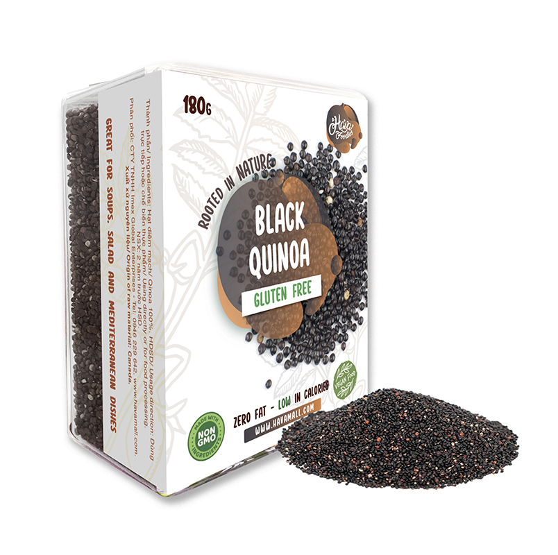 Hạt Diêm Mạch Đen Havafoodies Hộp Nhựa Cao Cấp 180g – Black Quinoa