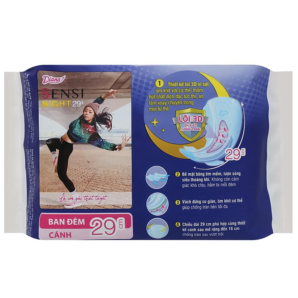 Combo 3 Băng vệ sinh Diana Sensi Night Ban Đêm 29cm 4 miếng/gói