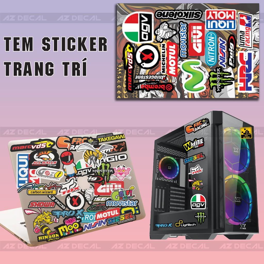 Tem Sticker Dán Trang Trí Xe, Mũ Bảo Hiểm, LapTop | Chủ Đề Racing 01