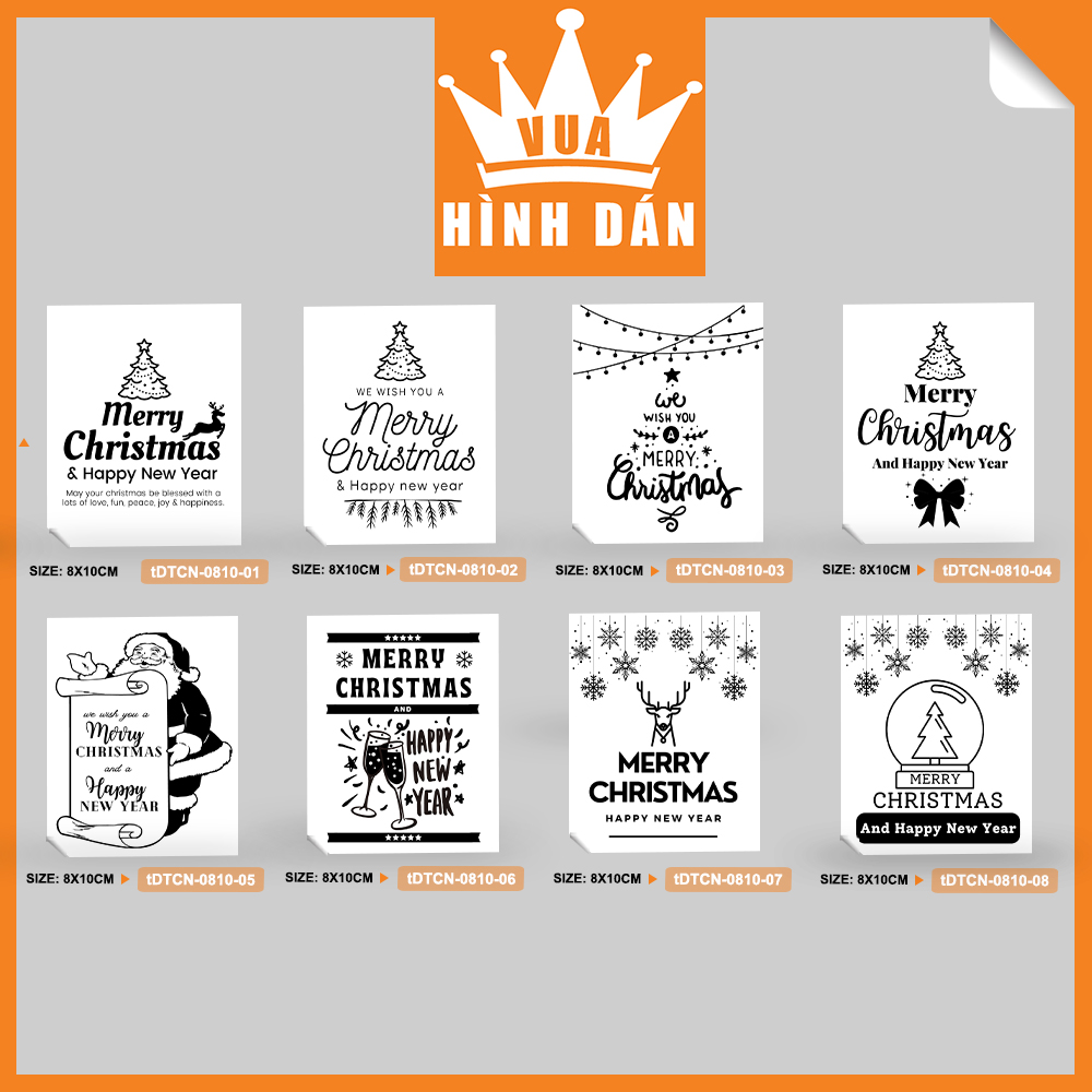Set 50/100 sticker MERRY CHRISTMAS and HAPPY NEW YEAR - tem dán chúc mừng sinh nhật, nhãn dán lên hộp quà, gói quà hoặc túi đựng sản phẩm, kiện hàng