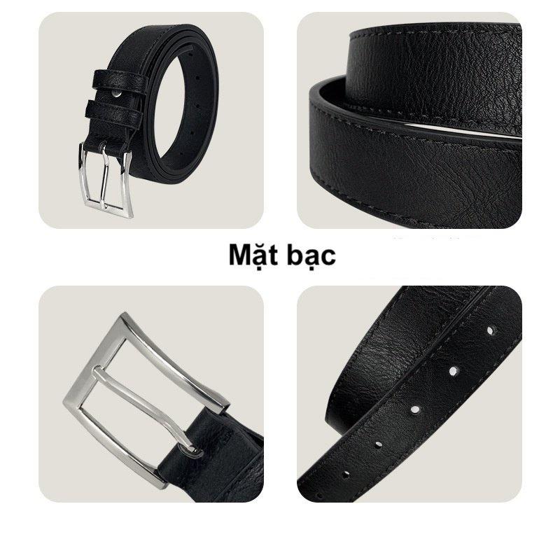 Thắt lưng nam nữ Hàn Quốc đơn giản mặt vuông BUCKLE Unisex da đẹp Max Dây nịt lưng thời trang Hàn Quốc bản 2.8cm Da Sần