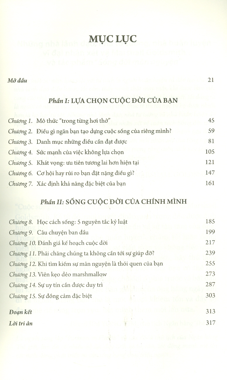 SỐNG ĐỜI MÃN NGUYỆN - Marshall Goldsmith & Mark Reiter - Nguyễn Lê Chi Lan dịch -