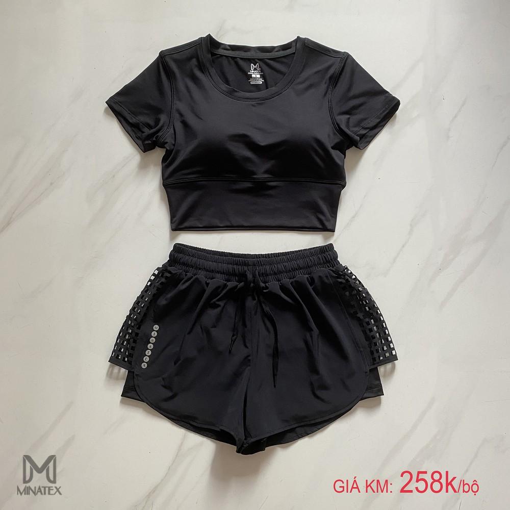 Bộ croptop quần đùi kèm đệm mút Minatex