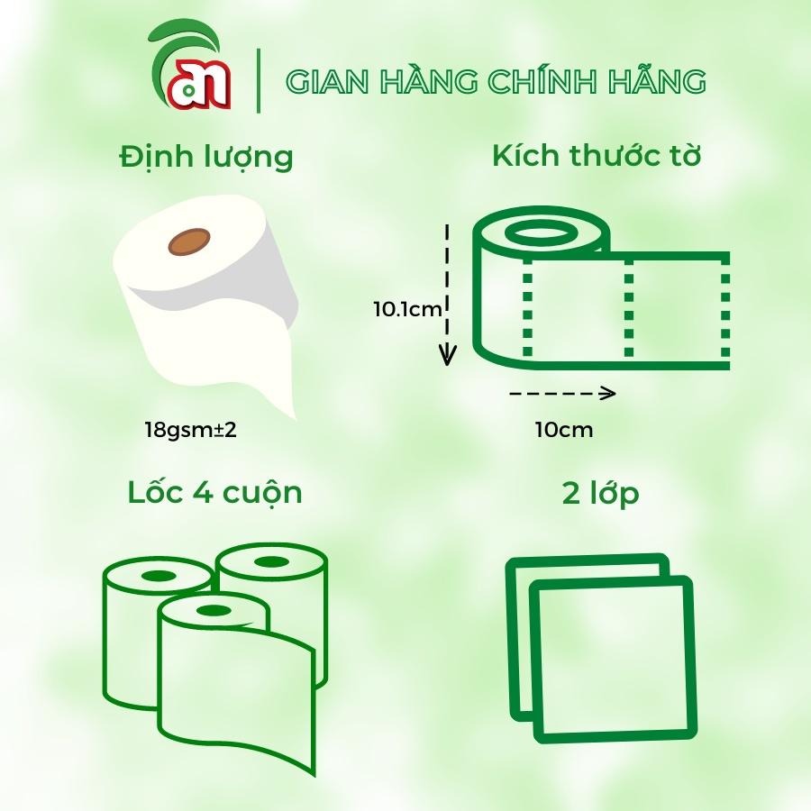 Combo 5 lốc Giấy vệ sinh cuộn nhỏ có lõi cao cấp, mềm mịn, dễ tan trong nước PONYO 2 lớp 4 cuộn/lốc - Thiên An Nam paper