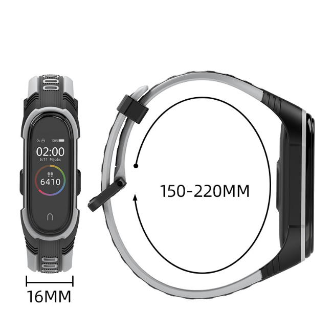 Dây đeo thay thế cho Xiaomi Miband 5, 3 và 4 , khóa gài kim kiểu dán thể thao viền màu 4 gốc dày chống sốc MB16