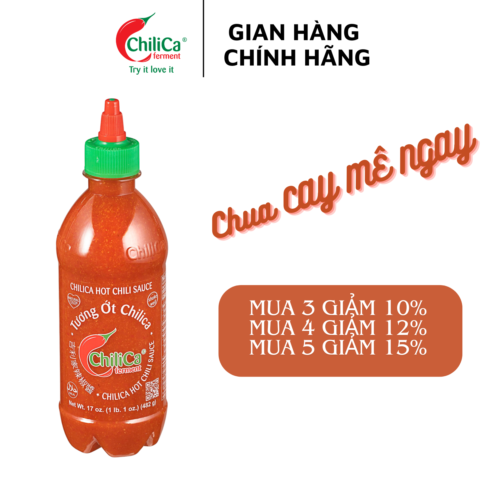 (Tương Lớn 482g) Tương Ớt Chilica 482g