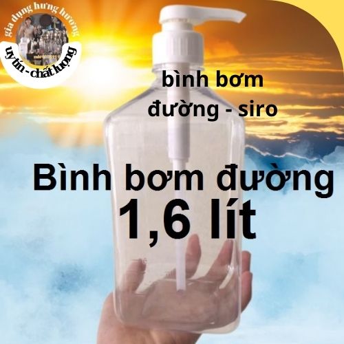 Bình bơm siro nhựa mica dung tích 1600ml kèm vòi pump 1 lần 10ml