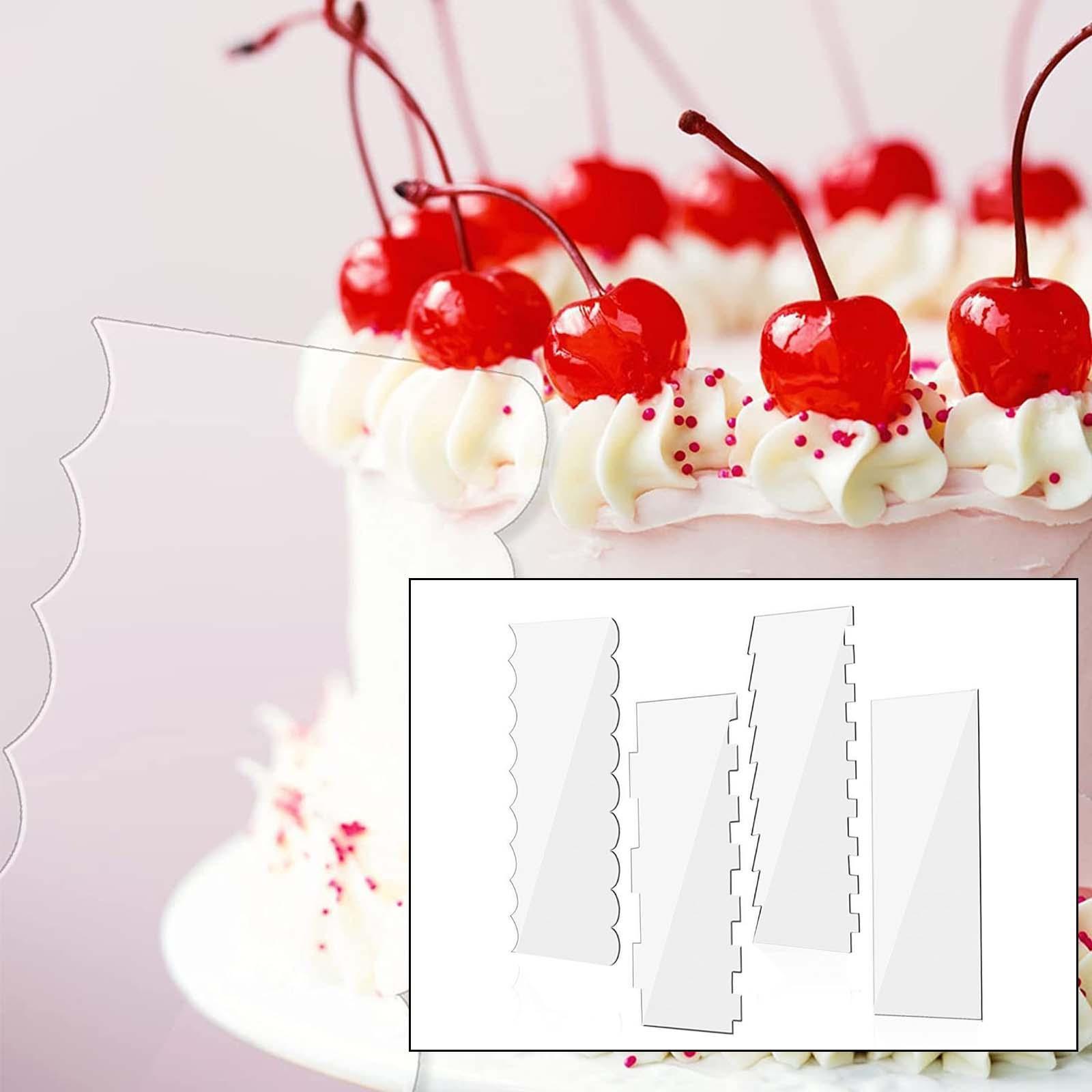 4x Acrylic Cake Scraper Tool Cake Comb Cake Decorating for Butter Cream Cake