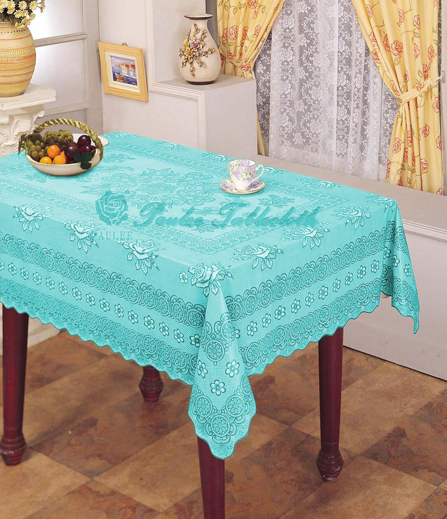 Khăn trải bàn PAULEE - 856B hoa văn xanh ngọc