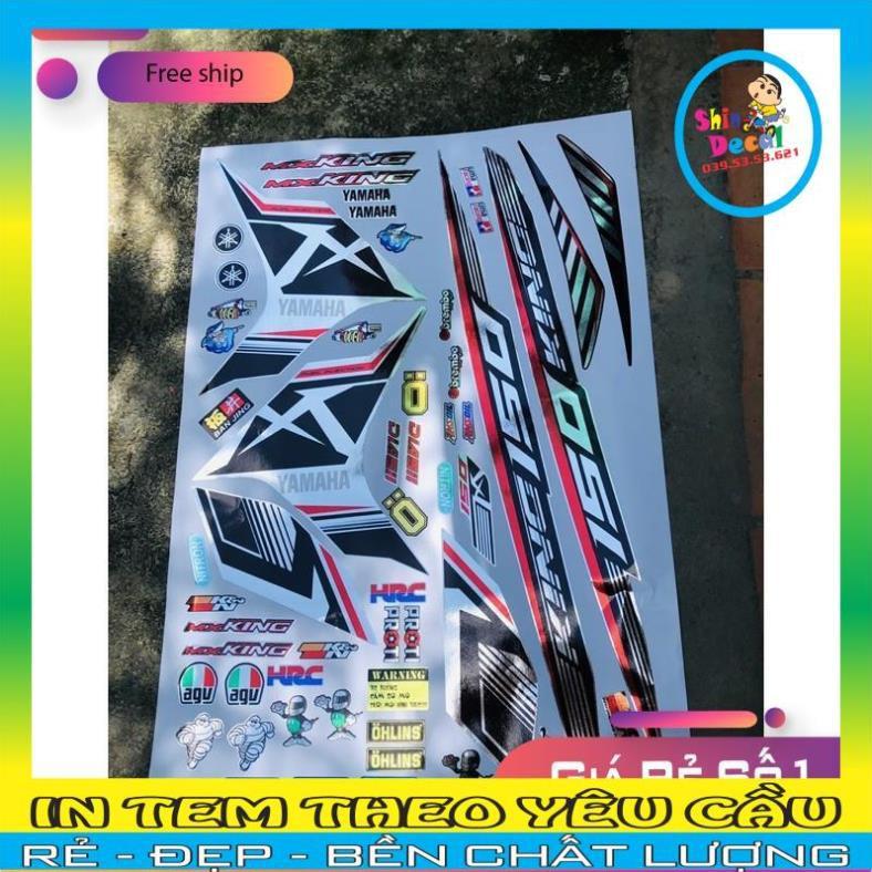 Tem rời Exciter 150 Mxking trắng đỏ Crom