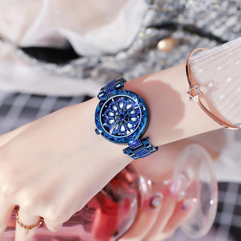 Phong cách mới nhất của đồng hồ nữ thời gian chạy đầy sao và rung, đồng hồ nữ phong cách nóng bỏng thương mại điện tử hạng hai nữ nổi tiếng trên Internet, đồng hồ nữ nạm kim cương