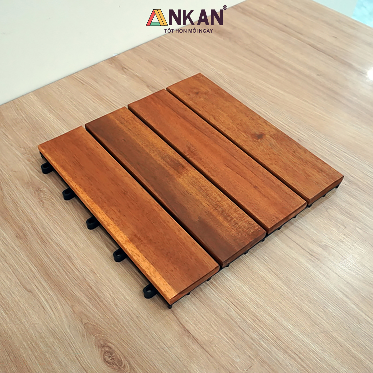 Vỉ Gỗ Lót Sàn Ban Công Cao Cấp 4 Nan – Chống Thấm, Bền Bỉ, Màu Vàng Sang Trọng