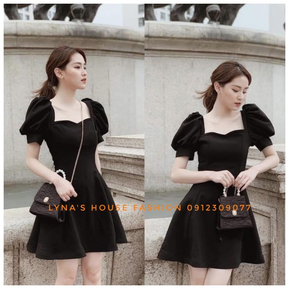 Váy Body Vai Bồng Tay Ngắn Cela Dress - Dáng Chữ A Cổ Vuông Chất Thun Cotton Mịn Đẹp - LH122