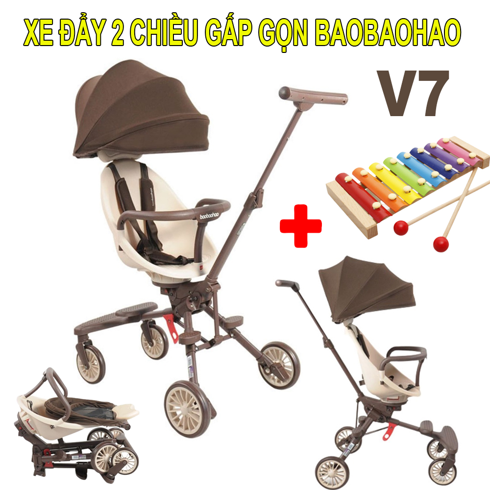 Xe Đẩy Gấp Gọn  Baobaohao V7, Xe Đẩy 2 Chiều Gấp Siêu Gọn Tiện Mang Du Lịch