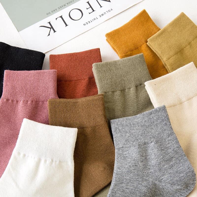 LỐ 10 ĐÔI TẤT NỮ MUỐI TIÊU 1 MÀU PHONG CÁCH VINTAGE