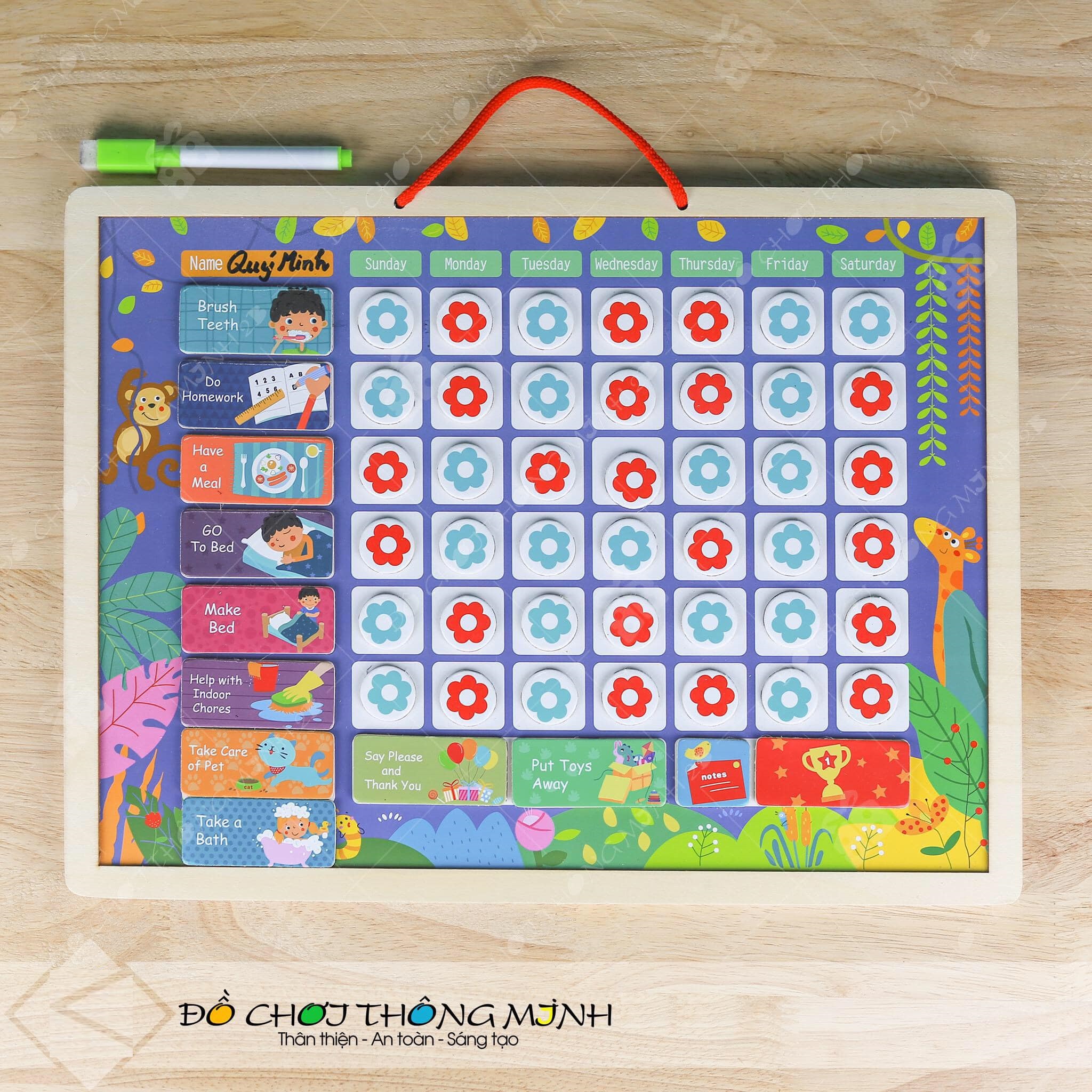Đồ Chơi Trẻ Em, Bảng Khen Thưởng Kỷ Luật Cho Bé, Đồ Chơi Gỗ Bảng Sticker Có Nam Châm Giúp Bé Rèn Luyện Thói Quen Tốt