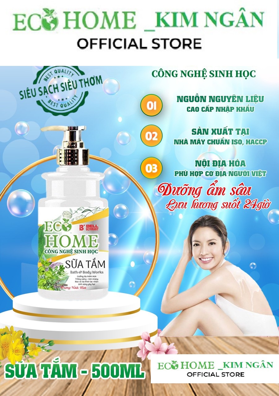 Sữa Tắm Nước Hoa Công Nghệ Sinh Học ECOHOME Kim Ngân Store Giúp Loại Bỏ Bụi Bẩn Trên Da, Không Gây Khô Da, Dưỡng Ẩm Da