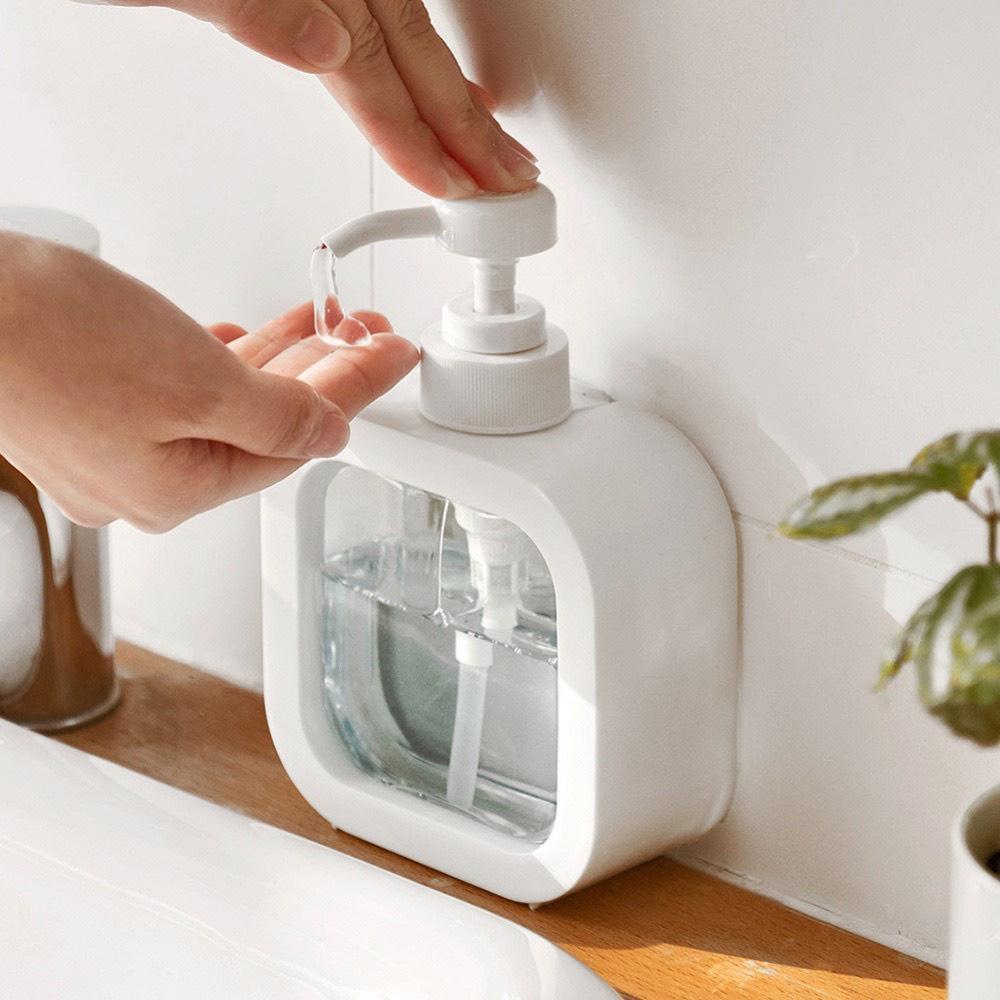 Bình chiết nước rửa tay dầu gội 500ml, chai nhựa rỗng đựng nước rửa bát có vòi nhấn cute - màu trắng