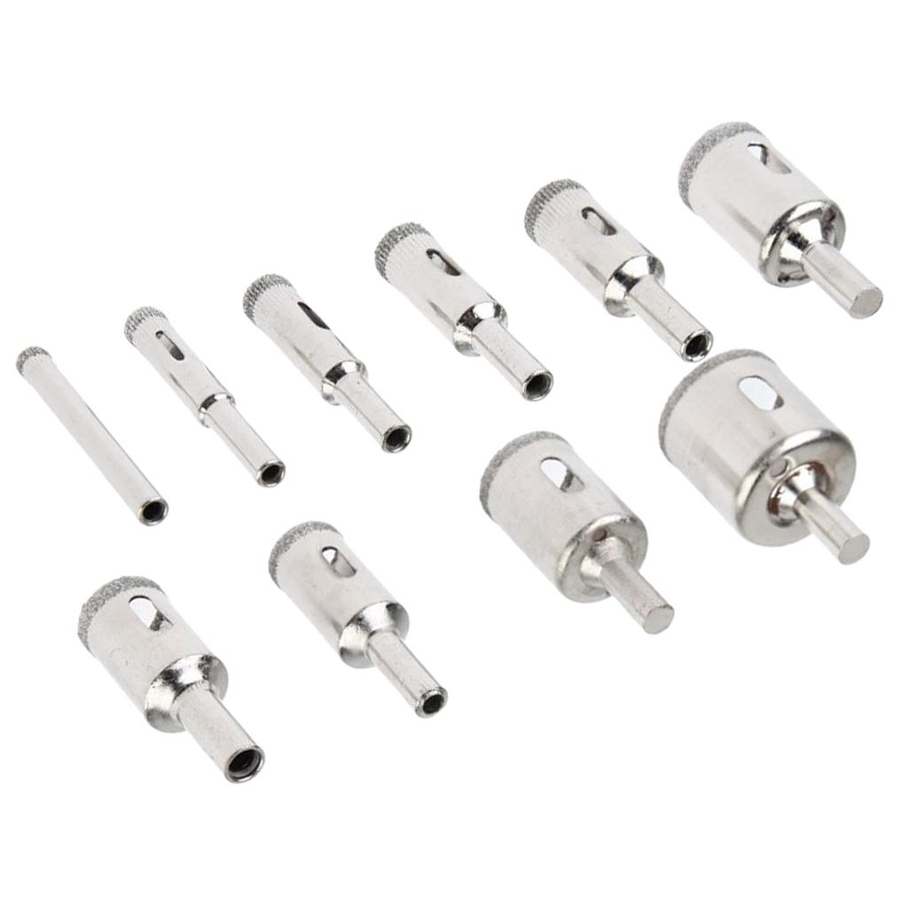 10 Chiếc Kim Cương Lỗ Cưa Bộ Mũi Khoan/Đá Cẩm Thạch Kính Cường Lực Cắt 6-32 Mm, hiệu Quả